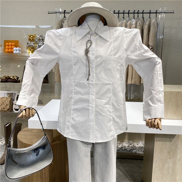 

blouses niche design sense fresh temperament bubble all-match shirt, White
