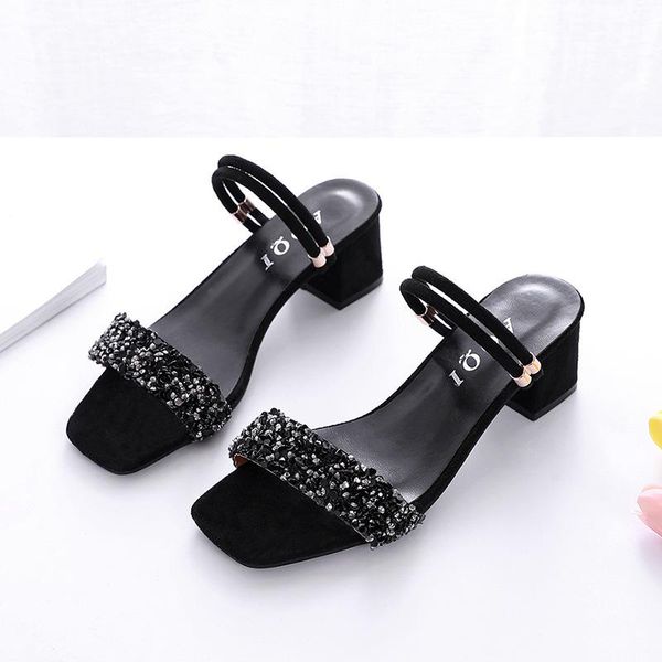 

sandals summer high heels casual women luxury shoes fashion large size dress, Black