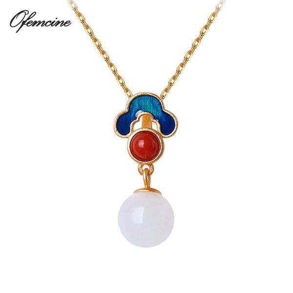 

chains vintage chinese style necklace for women imitation hetian jade pendant choker boho jewelry engagement wedding accessories, Silver