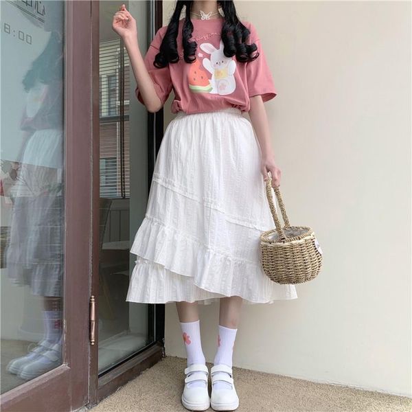 

skirts sannian women dress 2021 summer college style white skirt irregular design niche jacquard lolita kawaii clothes, Black