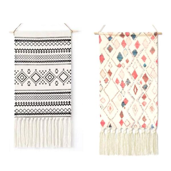 

tapestries pack of 2 macrame woven tapestry geometric art boho bohemian wall hanging for room