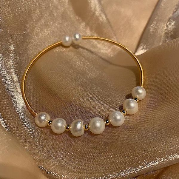 

link, chain elegant baroque natural pearl string bracelet for woman luxury zircon bee pendant fashion girl's sweet jewelry, Black