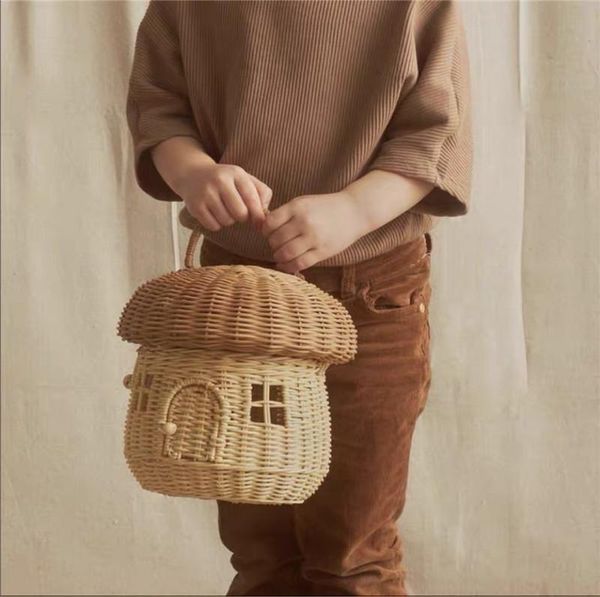 

decorative objects & figurines handmade kids room decoration nordic style children bedroom kindergarten rattan weaven mushroom craft storage