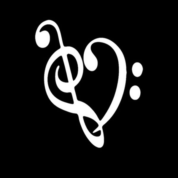 

music heart coeur treble key reflective vinyl decal sticker car truck window