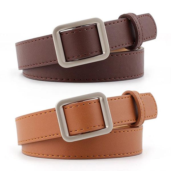 

belts 1pc waist strap belt black brown women square buckle faux leather ladies female for jeans