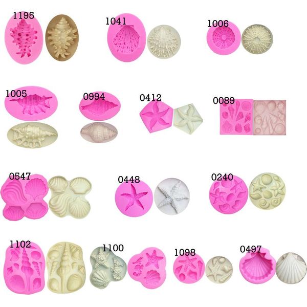 

baking moulds m0994 marine series conch starfish shells shellfish silicone mold cake decorating tools candle soap