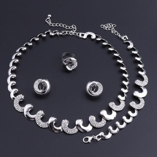 

earrings & necklace oeoeos fashion costume jewelry sets women choker nigerian african beads set bridal silver color turkish jewellery