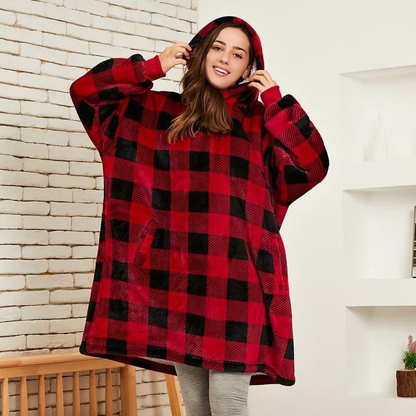 

blankets winter sherpa blanket with sleeves soft plaid fleece wearable hooded warm plush weighted sofa tv hoodie