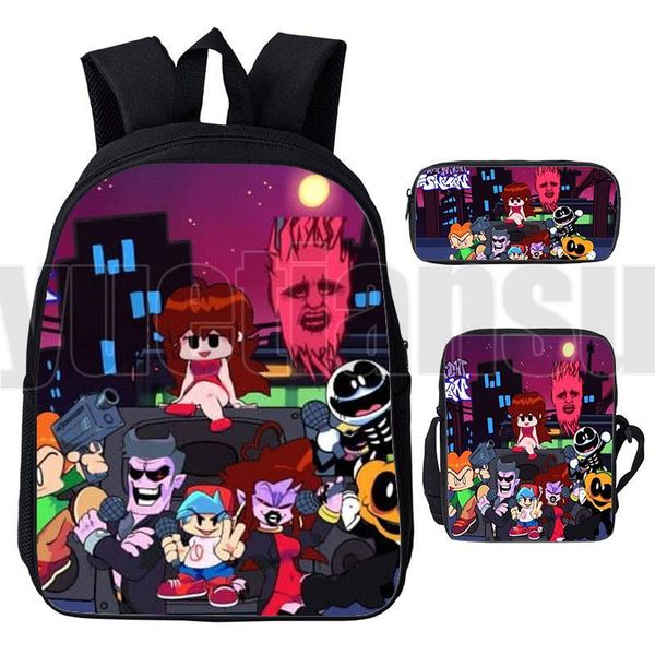 

backpack 3pcs set game 3d friday night funkin kids pencil case shoulder bag travelbag 16inch cartoon bookbag school