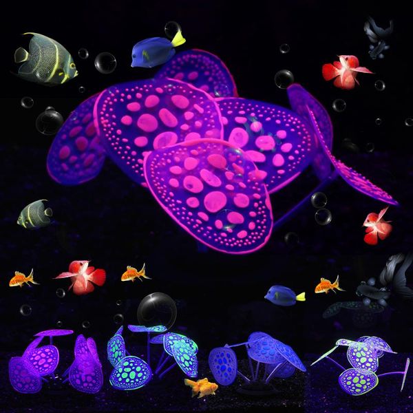 

decorations fish tank coral ornament glowing algae for aquarium non-toxic silicone quarium decoration brighten in light environment d30
