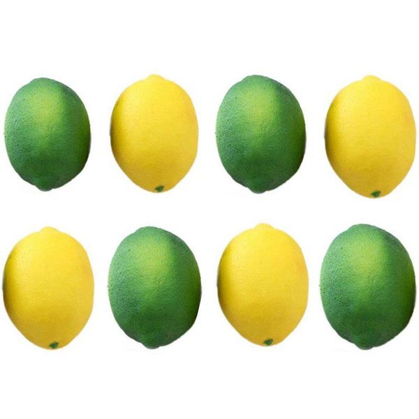 

pack artificial fake lemons limes fruit for vase filler home kitchen party decoration, yellow and green decoration