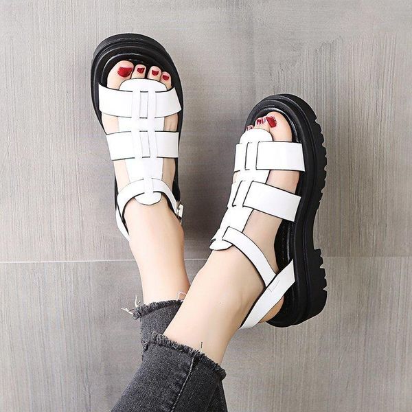 

sandals women's summer flat shoes with braided roman fish-tip, Black