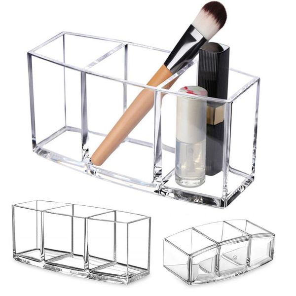 

clear acrylic cosmetic makeup storage box stationery case brush holder organizer make up tool home deskcompartment boxes & bins
