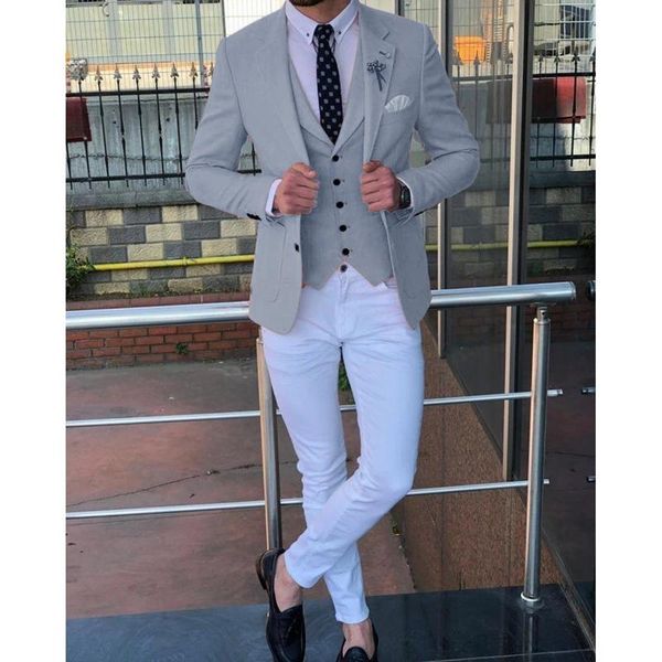 

men's suits & blazers 2021 grey men for wedding set custom made slim fit blazer with pants groom tuxedo jacket mens, White;black