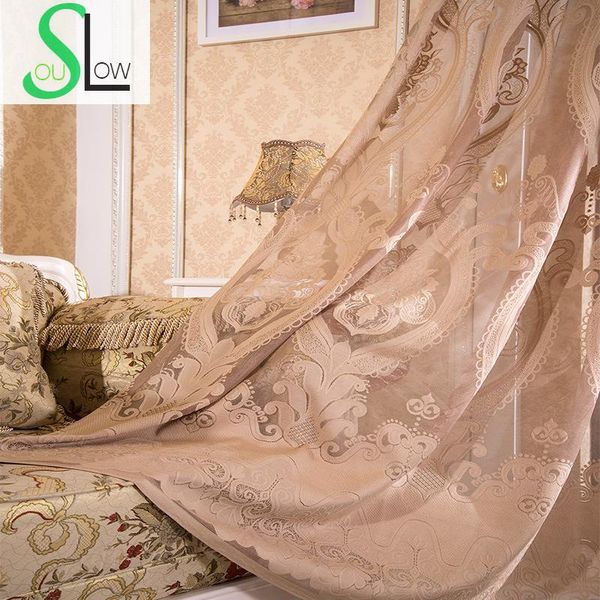 

slow soul light coffee white beige european style jacquard curtain fabric living room bedroom curtains for kitchen sheer tulle & drapes
