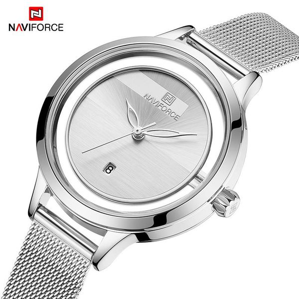 

wristwatches the naviforce fashion women's watches sliver color luxury simple ladies watch quartz female wristwatch girl bracelet, Slivery;brown
