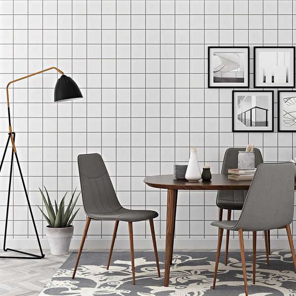 

wallpapers 10m nordic modern minimalist black and whiteplaid wallpaper non-woven fabric bedroom living room tv background wall paper