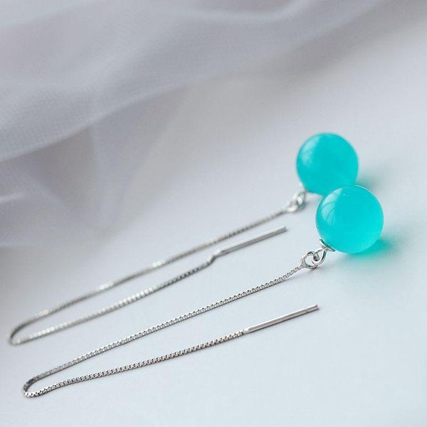 

dangle & chandelier classic 925 sterling silver stylish little water drop earrings inlay with natural amazonitetide eardrop