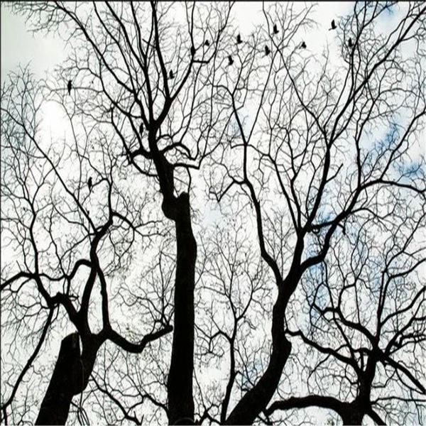 

3d customized wallpaper stereoscopic branch flying bird wallpapers simple tv background wall