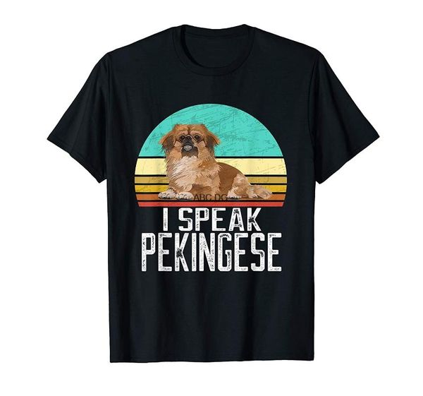 

men's t-shirts i speak pekingese - retro dog lover owner t-shirt, White;black