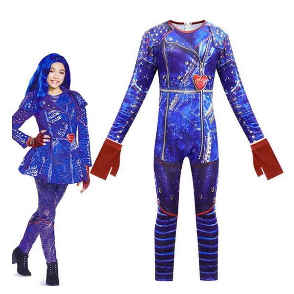 Mädchen Evie Descendants 3 Halloween Kostüme Kind für Kinder Kostüm Party Cosplay Overalls Mädchen Meerjungfrau Schwanz Y0913