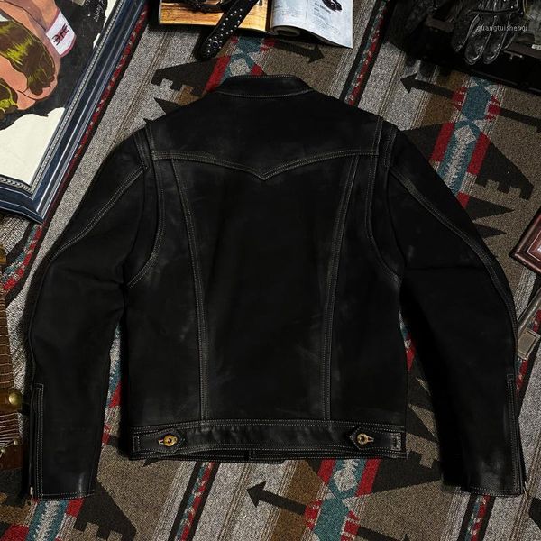 

asian size, read description super quality genuine suede cow leather slim stylish biker jacket men's & faux, Black