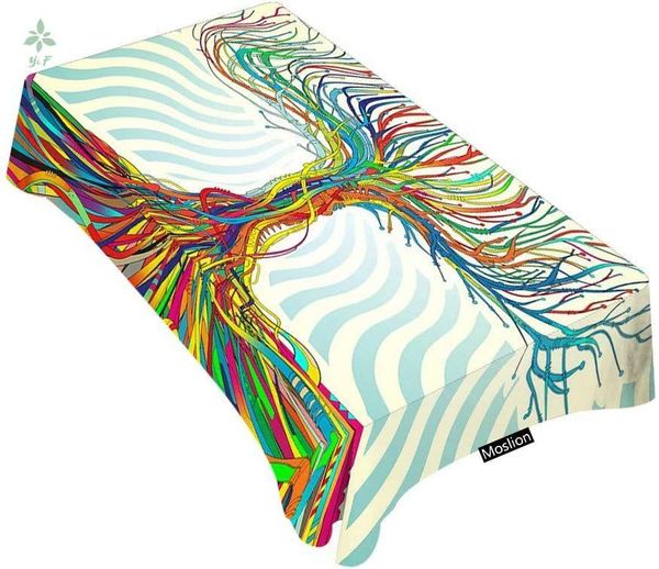 

table cloth rectangle tablecloth art trippy colorful tree cover