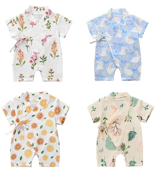 Accappatoio per bambini Tute Super Soft Summer Kids Boutique Abbigliamento 0-12m Neonato Toddlers Maniche corte Body Crawl Clothes