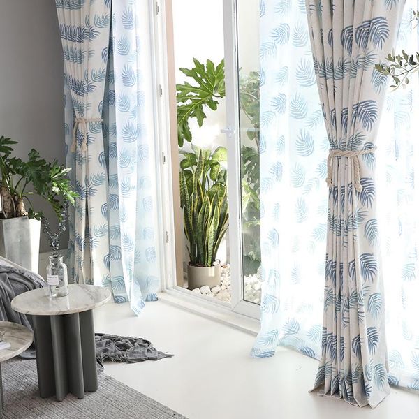 

modern pastoral american country living room balcony bedroom curtain polyester-cotton printed screen & drapes