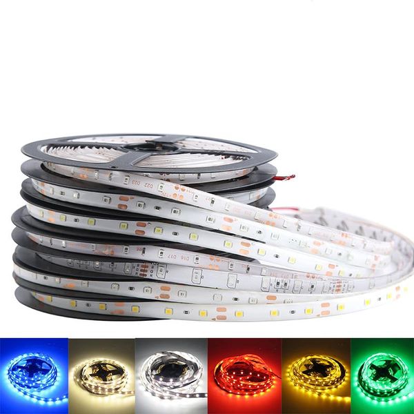 

strips 5m led strip 2835 smd 60leds/m waterproof flexible tape 12v decoration ribbon light stripe rgb+24key controller