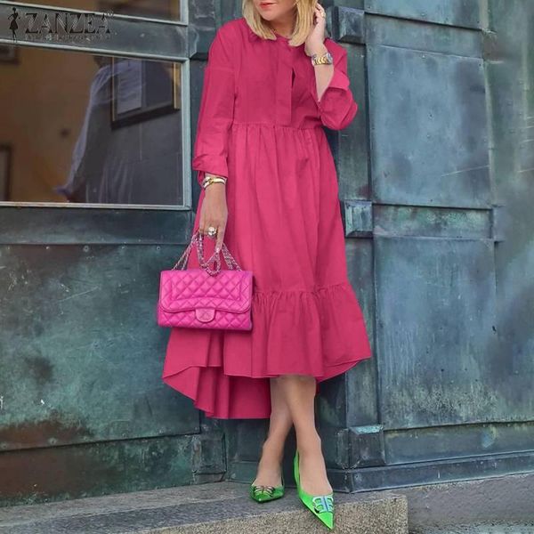 

casual dresses 2022 spring women bohemian ruffle dress fashion long sleeve midi oversized solid patchwork sundress 7, Black;gray
