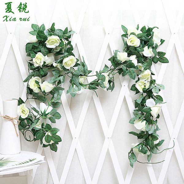 

decorative flowers & wreaths 1pcs artificial rose vine plant air conditioning water pipe home decoration european-style wedding el furnishin