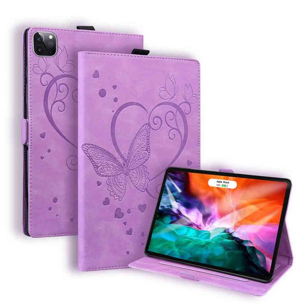 

pu leather tablet cases for apple ipad pro 12.9 inch samsung galaxy tab s7 plus t870 t875 t970 t975 dual view angle butterfly printing flip