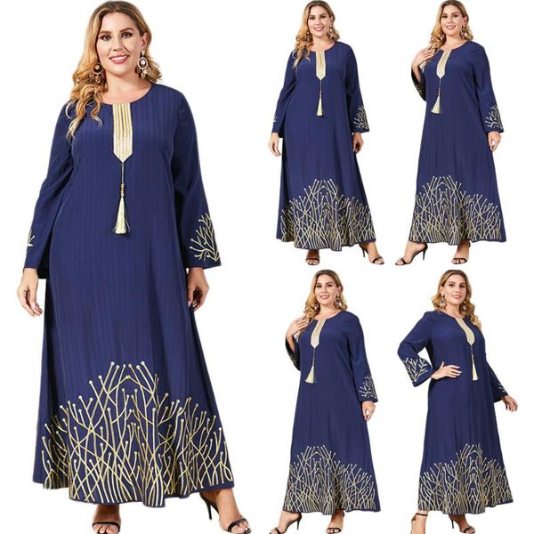 

ethnic clothing embroidery long dress muslim women plus size loose maxi robe gown middle east dubai ramadan islamic, Red