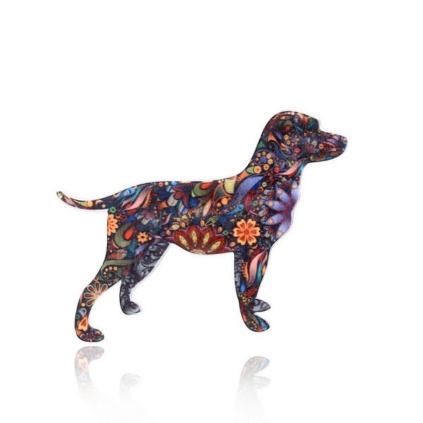 

elfin wole trendy brooches pet dog colorful labrador retriever brooch acrylic jewellery, Gray