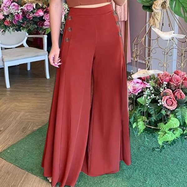 

spring trousers stylish womens capri wide leg high elastic waist long pantalon palazzo casual turnip, Black;white