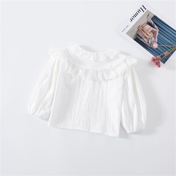 

spring arrival girls long sleeve white blouses kids lace collar blouse 210528, White;black