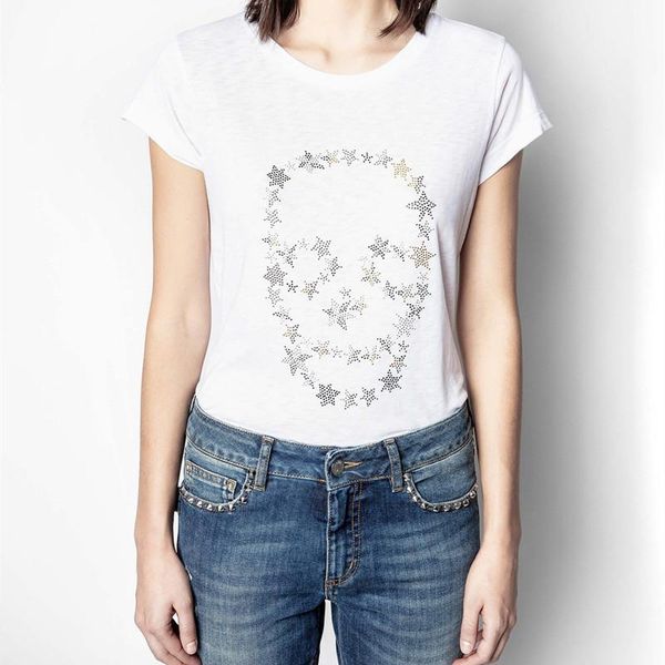 

women's t-shirt women white t shirt 2021 spring summer short sleeve cotton glitter star brick o neck casual tshirt tee