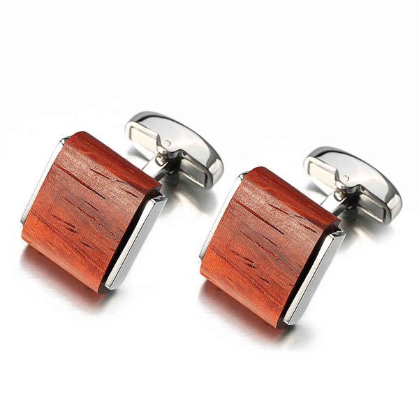 Alta Qualidade Quadrado Rosewood Camisa Cuffs Cuff Links Lepton Brand Low-Key Luxury Wood Boundlinks para Homens Jóias