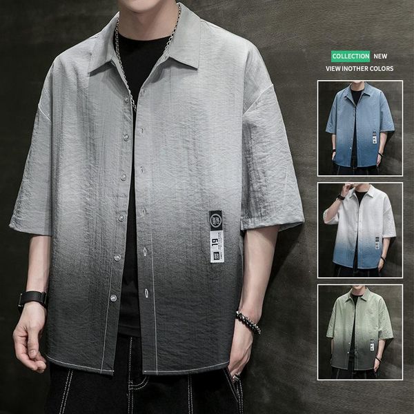 

men's casual shirts summer loose short sleeve shirt, White;black