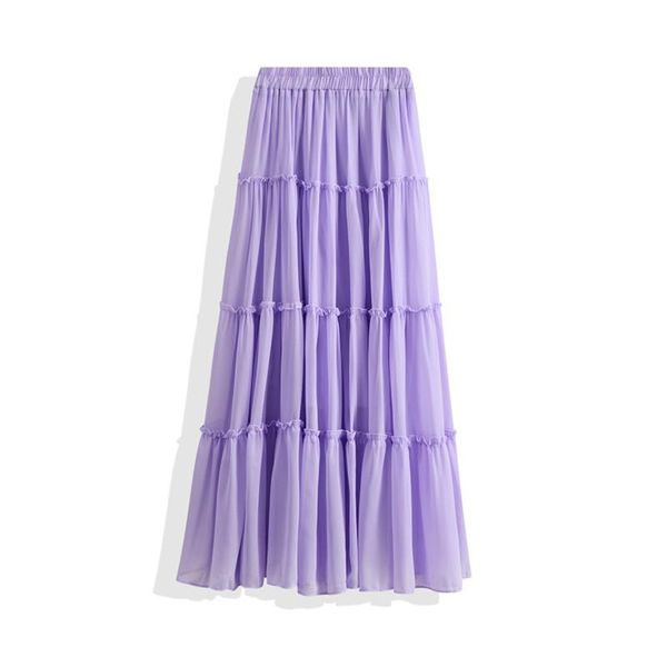 

summer chiffon skirts women long ins fashion skirt, Black