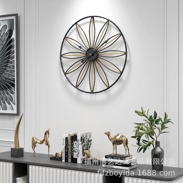

nordic silent clocks living room creative wall clock wrought iron simple