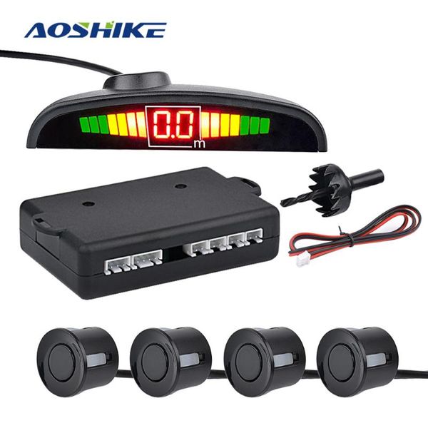 Câmeras traseiras do carro Sensores de estacionamento Aoshike Parktronic Automatic LED Sensor com 4 Monitor de radar de backup reverso Display System Display