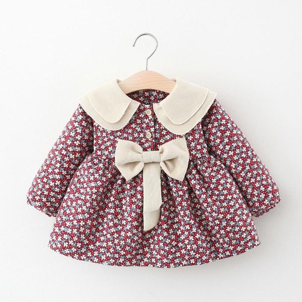 

girl's dresses girls dress wholesale autumn flower print bow 2021, Red;yellow