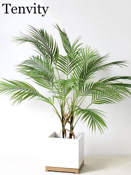 

plastic artificial palm leaf plants green desert summer decoration tropical fake plant garden jungle party wedding decor decorative flowers