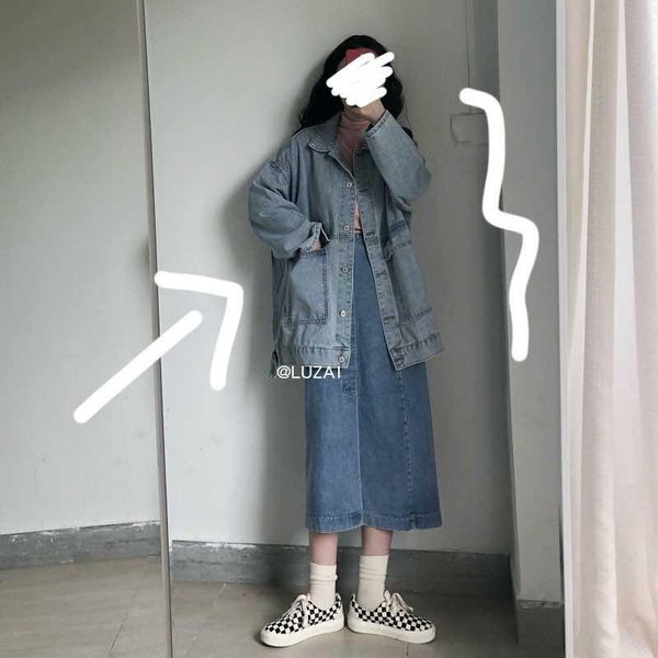 

women's jackets 2021 spring and autumn korean large size fat mm loose denim jacket bf style neutral tooling versatile, Black;brown