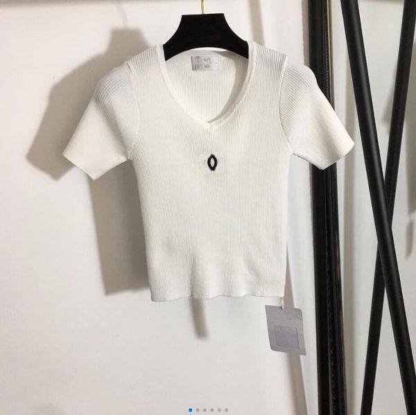 

women's t-shirt 2021 luxury women t shirt knit v-neck s  l, White
