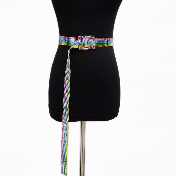 

belts 2021 summer ladies casual letter belt personality colorful nine rows full rhinestone inlaid decorative pvc, Black;brown