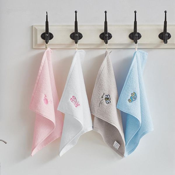 

30x30cm square 100% cotton cartoon embroidered solid color soft bathroom children baby face towel
