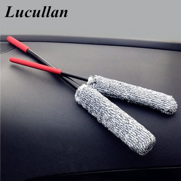 

lucullan 2 pack microfiber pp mix premium wheel brush 38/49cm car rim brushes with strong cleaning performance sponge